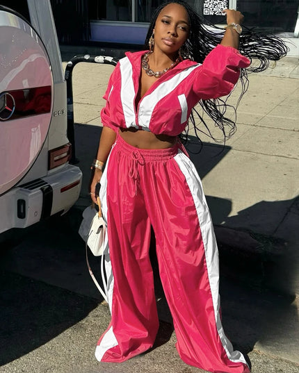 Women’s Two-Piece Set – Loose, Breathable Jacket and Pants Ensemble
