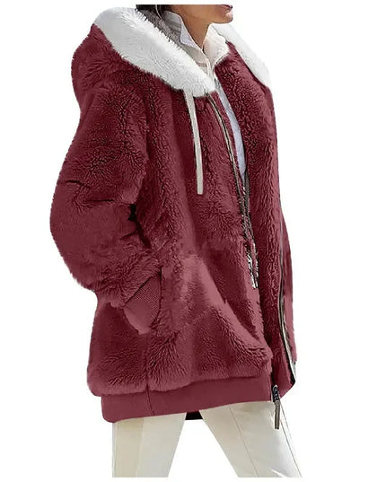 Womens  Fleece Lined Hooded Jacket - Various Colors