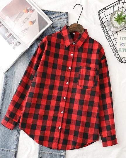 Casual Women's Plaid Shirt - Loose Fit Checkered Top