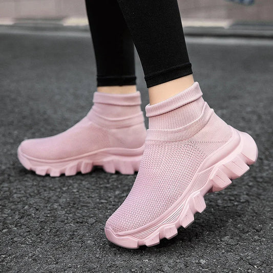 Women's Light Ankle Sock Boots – With Non-Slip Thick Soles - Various Colors