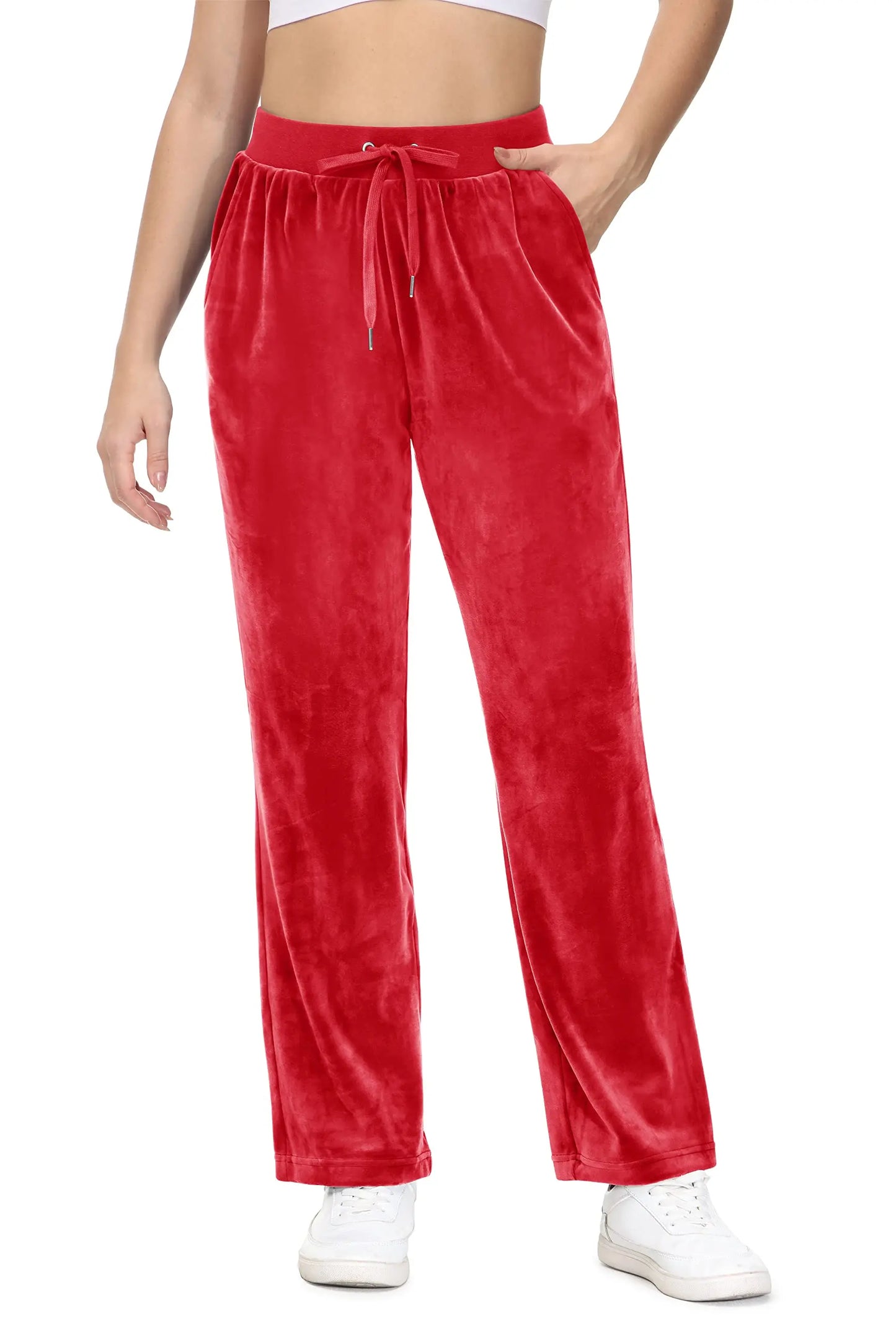 Women's Fleece Jogger Sweatpants with Drawstring and Elastic Waist
