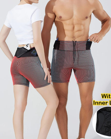 Men And Women's Quick-Dry Compression Running Shorts with Inner Liner and Mesh Waist Pocket