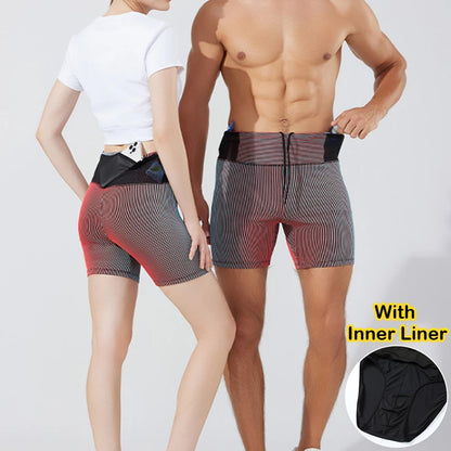 Men And Women's Quick-Dry Compression Running Shorts with Inner Liner and Mesh Waist Pocket
