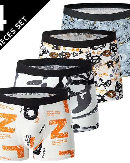 4-Pack Men's Comfortable Hipsters with Assorted Pattern Prints