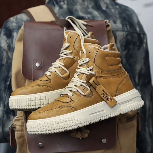 Men's High-Top Casual Faux Leather Boots