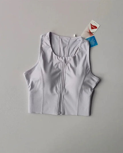 Women's Vest with Front Zipper and Built-In Fixed Cups