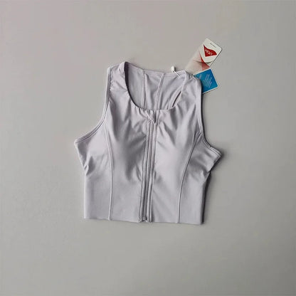 Women's Vest with Front Zipper and Built-In Fixed Cups