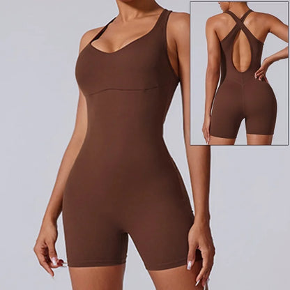 Women's Backless One-Piece Bodysuit - Fitness Seamless Jumpsuit for Activewear & Workout