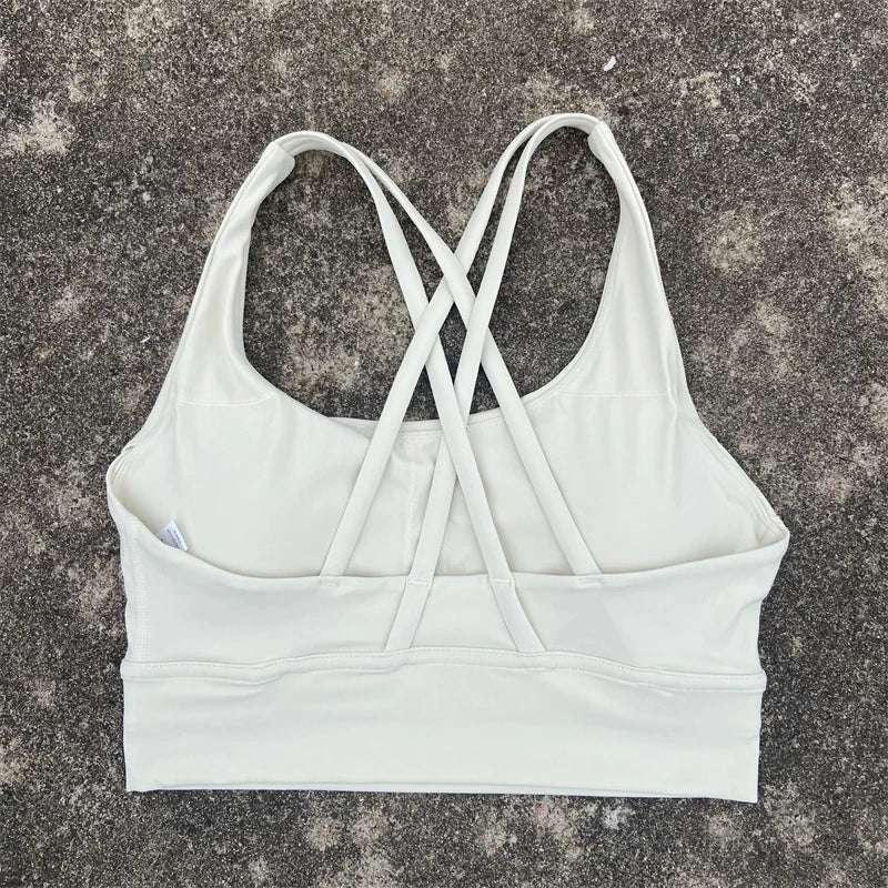 Women's Fitness Sports Bra - Crossback Gym Tank Top with Chest Pad