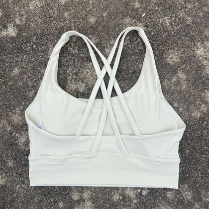 Women's Fitness Sports Bra - Crossback Gym Tank Top with Chest Pad