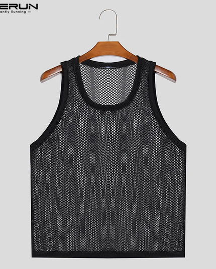 Incerun Men's Mesh Transparent Tank Top