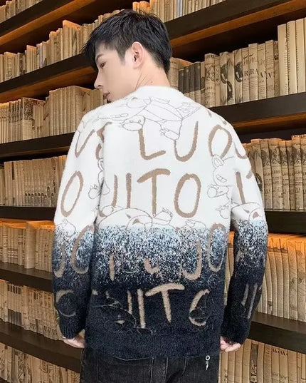 Men's Harajuku Knit Sweater with Letter Print