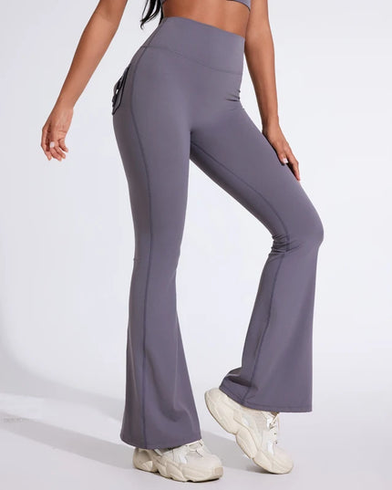 DIAS FIT JOY Women's High-Waisted Pocket Flared Pants | Hip-Lifting, Comfort Fit, Trendy Flared Trousers