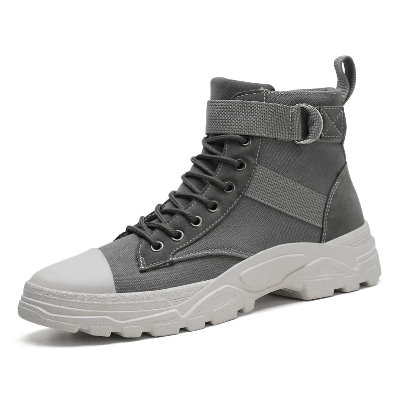 Men's High-Top Canvas Flat Lace-Up Sneakers 