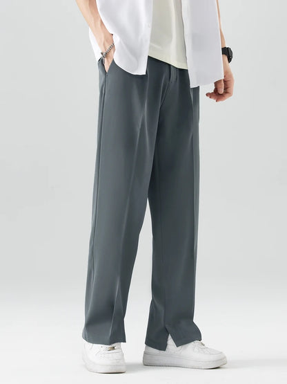 Breathable Casual Men’s Pants - Loose Fit Straight Waist Slacks & Drape Trousers