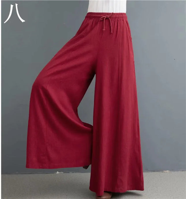 Women’s Cotton Bohemian Loose Wide-Leg Trousers