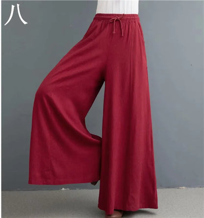 Women’s Cotton Bohemian Loose Wide-Leg Trousers