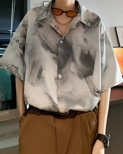Vintage Men's Lapel Button Shirt - Loose Fit, Stylish Retro Men's Casual Shirt