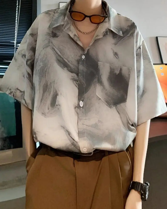 Vintage Men's Lapel Button Shirt - Loose Fit, Stylish Retro Men's Casual Shirt