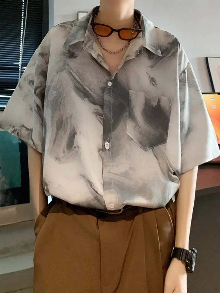 Vintage Men's Lapel Button Shirt - Loose Fit, Stylish Retro Men's Casual Shirt