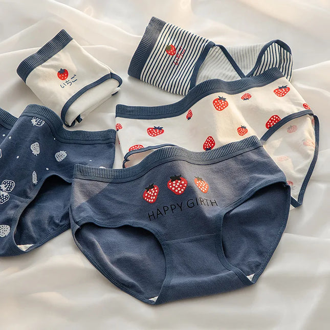 10Pcs Women's Cotton Panties – Comfortable Cartoon Print Underwear Set