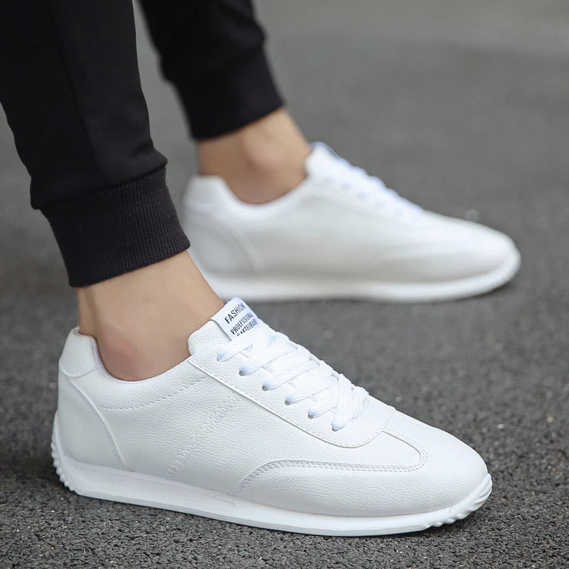 Men's Faux Leather Casual Sneakers with Non-Slip Sole