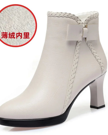 Velvet Stiletto Heel Ankle Boots for Women with Platform and Pointed Toe