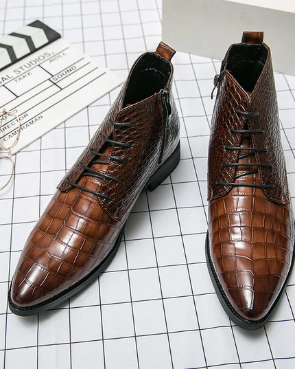 Low Heel Lace-Up Men's Leather Boots