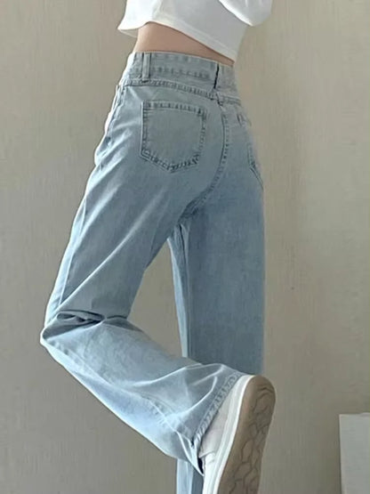 Vintage Women's Denim Jeans - Straight Leg, Loose Fit Wide Leg Casual Trousers
