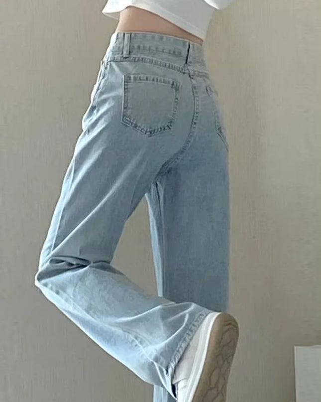 Vintage Women's Denim Jeans - Straight Leg, Loose Fit Wide Leg Casual Trousers