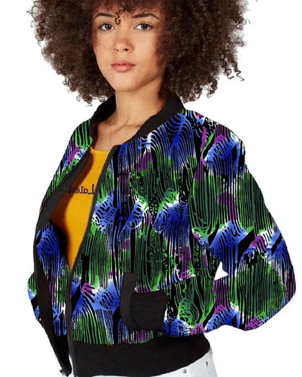 Women's Short Zipper Bomber Jacket