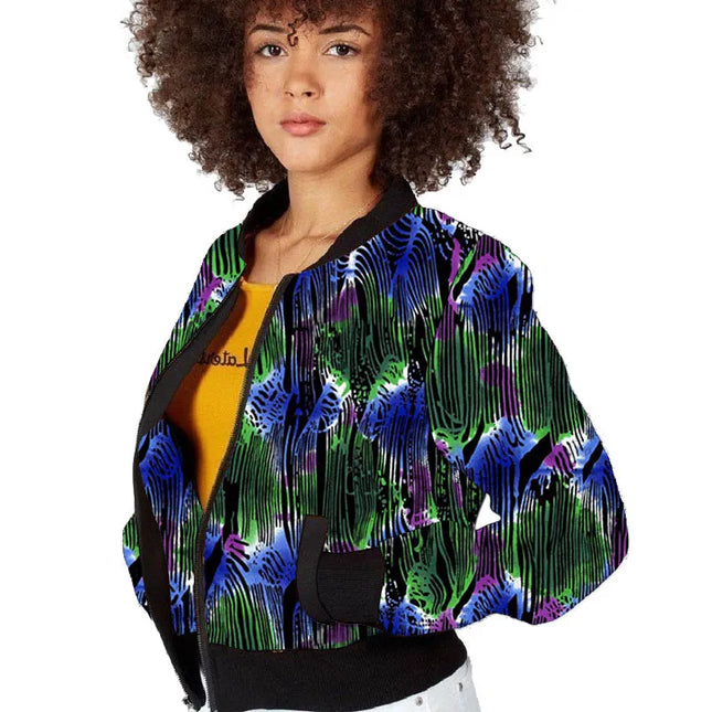 Women's Short Zipper Bomber Jacket