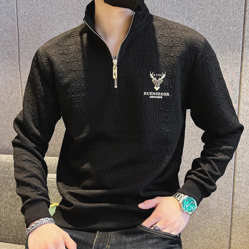 Men's Half-Zip Sweatshirt - Long Sleeve Casual Pullover for Men