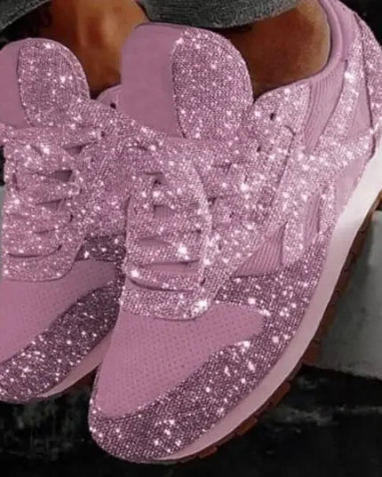 Women's Glitter Lace-Up Vulcanized Sneakers