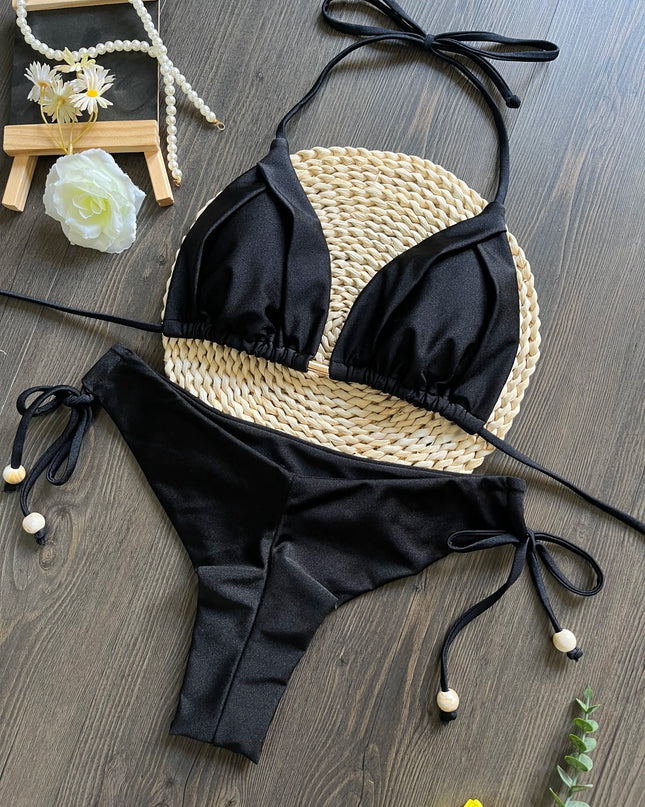 Braided Rope Bandage Bikini Set for Women - Two-Piece Triangle Swimwear