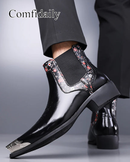 Comfidaily Men’s Chelsea Boots – Faux Leather Ankle Boots