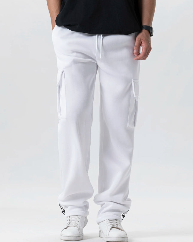 Men's Oversized Straight Fit Sweatpants with Drawstring & Multiple Pockets
