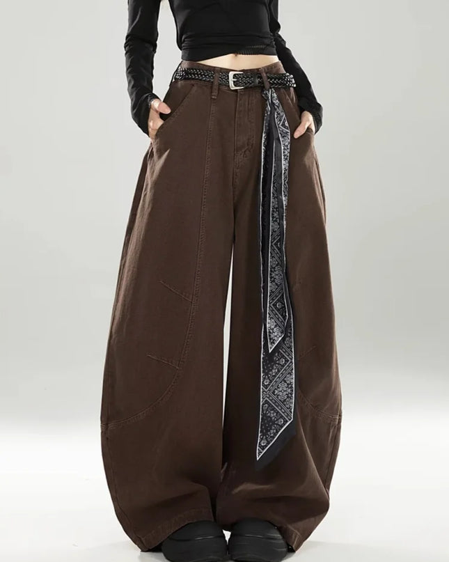 vintage Baggy Women's  Pants Wide Leg  Cotton Long Trousers