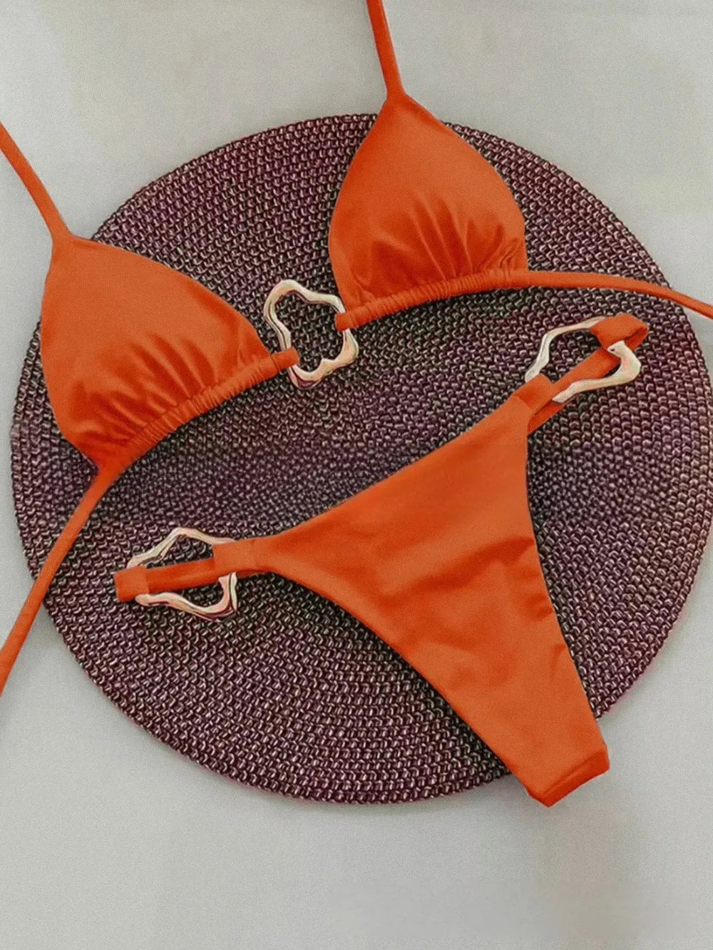 High-Waisted Two Piece Thong Bikini Set for Women