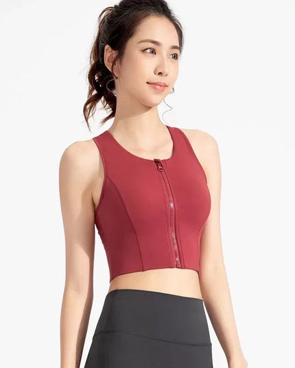 Women's Vest with Front Zipper and Built-In Fixed Cups