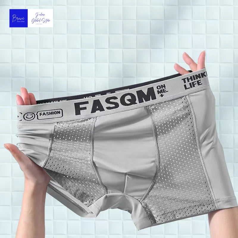 Men's Ice Silk Seamless Boxer Shorts - Antibacterial, Breathable Briefs