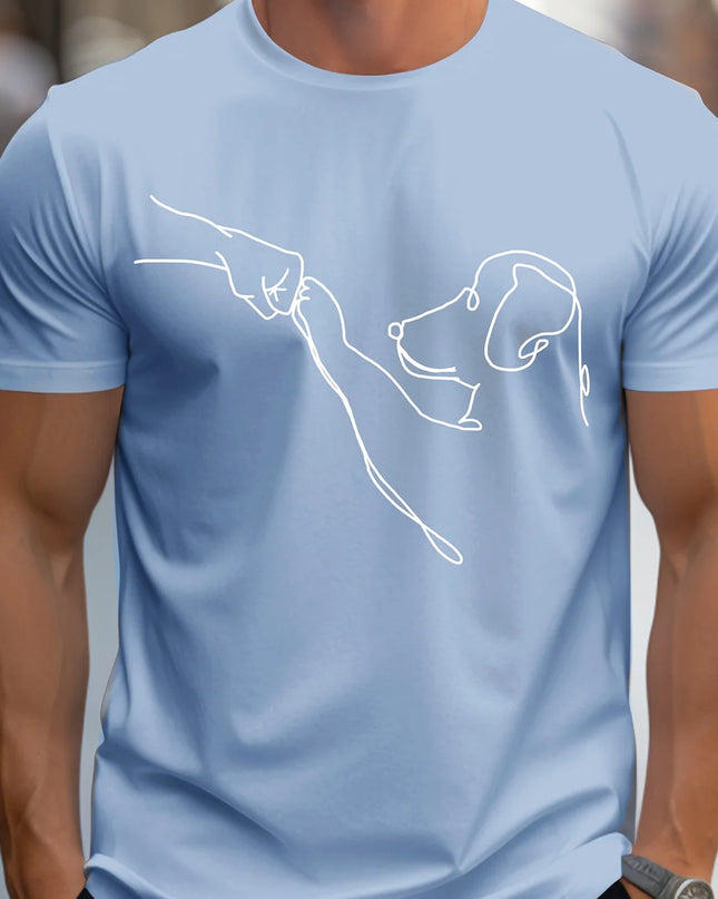 Men's Cotton Casual Sports T-Shirt with Dog First Print