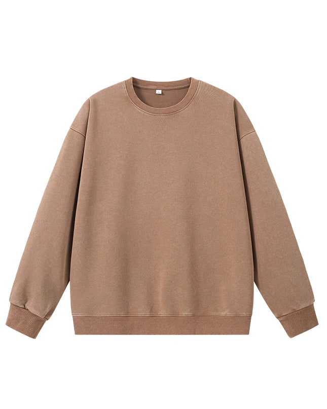 Men's Washed Faded O-Neck Knit Sweater - Oversized Fit