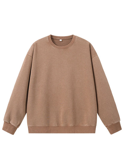 Men's Washed Faded O-Neck Knit Sweater - Oversized Fit