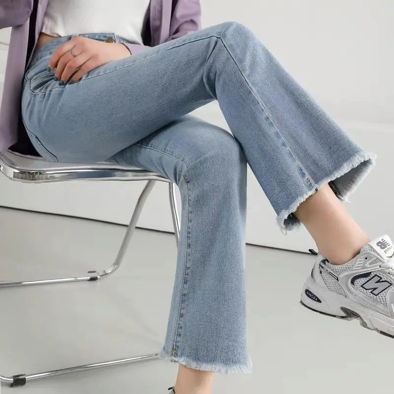 High Waist Flare Jeans for Women – Slim Fit & Trendy Retro Style