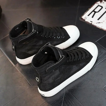 Women's High Top Mesh Lace-Up Sneakers