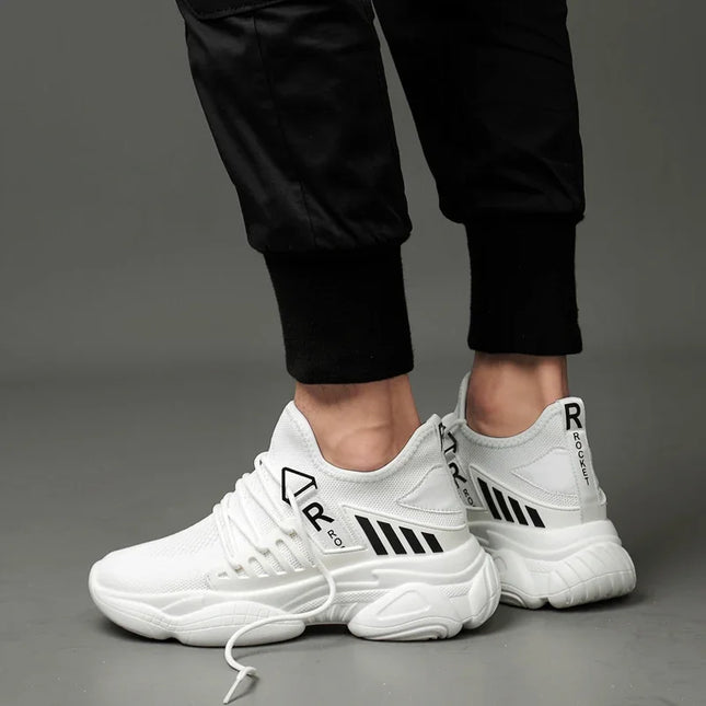 Men's Height-Boosting Running Shoes - Fly Weaving Sneakers with Thick Soles, Non-Slip and Comfort Fit