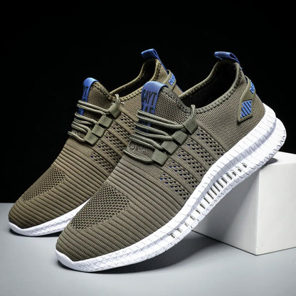 Men’s Breathable Mesh Casual Sneakers – Lightweight Lace-up Athletic Shoes