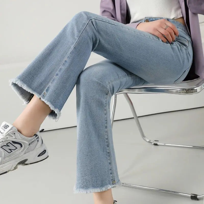 High Waist Flare Jeans for Women – Slim Fit & Trendy Retro Style