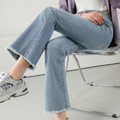 High Waist Flare Jeans for Women – Slim Fit & Trendy Retro Style